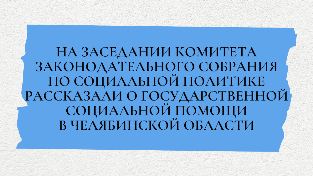 На заседании комитета Законодательного Собрания по социальной политике рассказали о государственной социальной помощи в Челябинской области